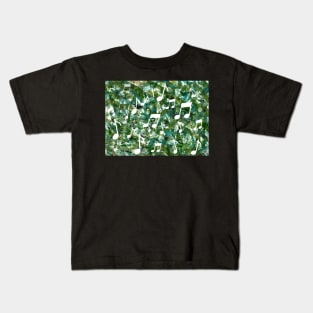 Jungle Boogie | Green Watercolor Music Note Silhouettes Kids T-Shirt